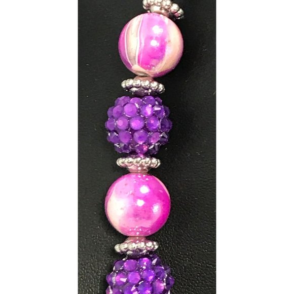 Handmade Purple Candy Colored Acrylic Metal and Glass Seed Bead Necklace - Picture 4 of 5